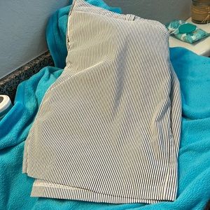 Gray and white pinstripe skirt